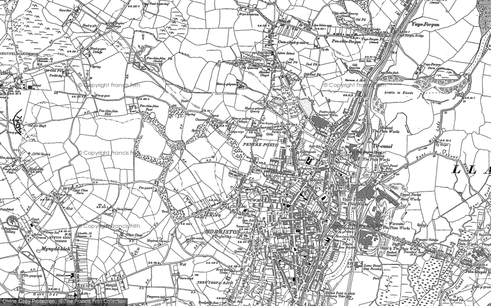 Old Map of Historic Map covering Graig Trewyddfa in 1897