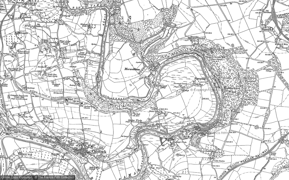 Old Map of Morwellham Quay, 1905 in 1905