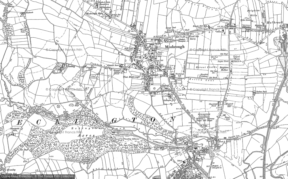 Old Map of Historic Map covering Plumbley in 1897