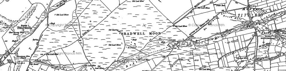 Old map of Bradwell Moor in 1880