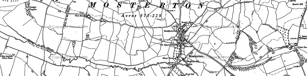 Old map of Mosterton in 1886