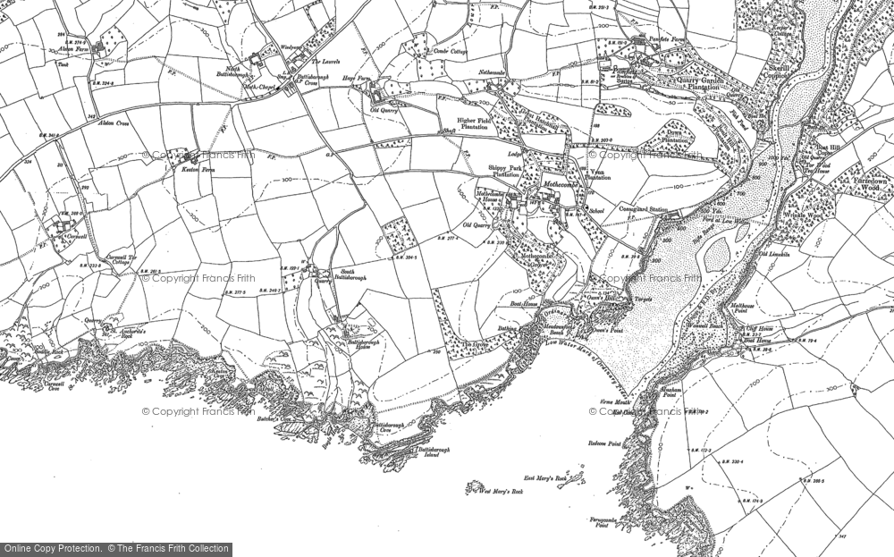 Old Map of Mothecombe, 1905 in 1905