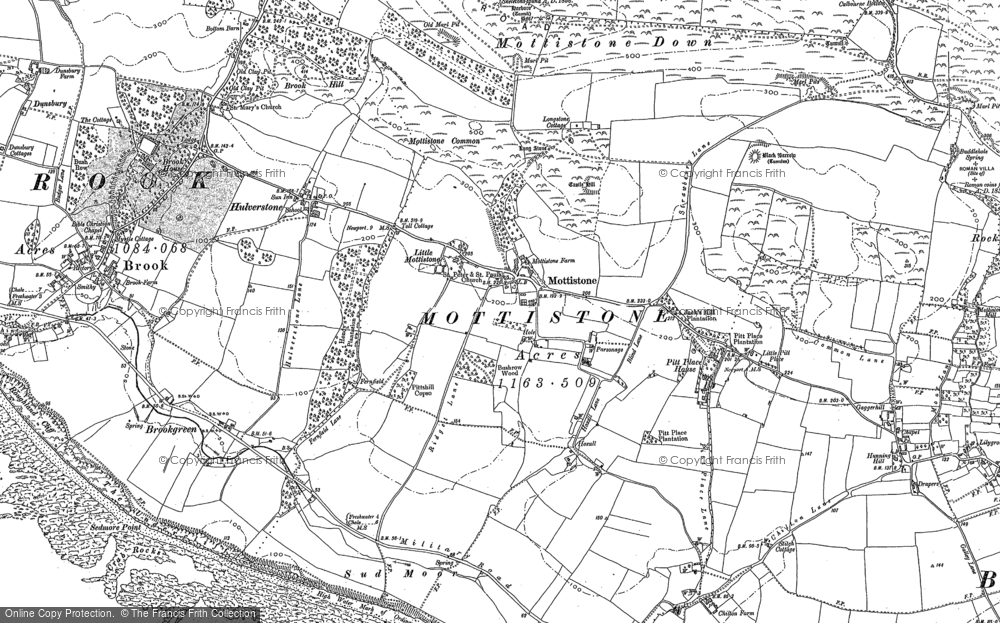 Old Map of Mottistone, 1907 in 1907