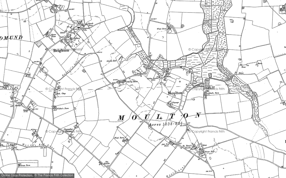 Old Map of Moulton St Mary, 1884 in 1884