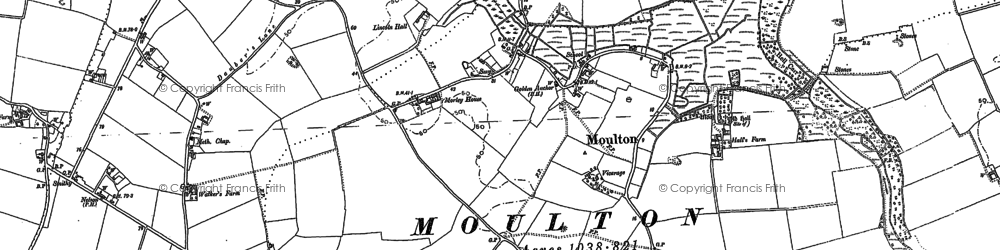 Old map of Moulton St Mary in 1884
