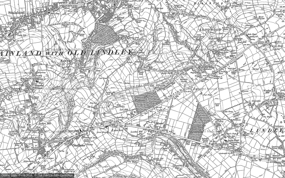 Old Map of Historic Map covering Snow Lea in 1890