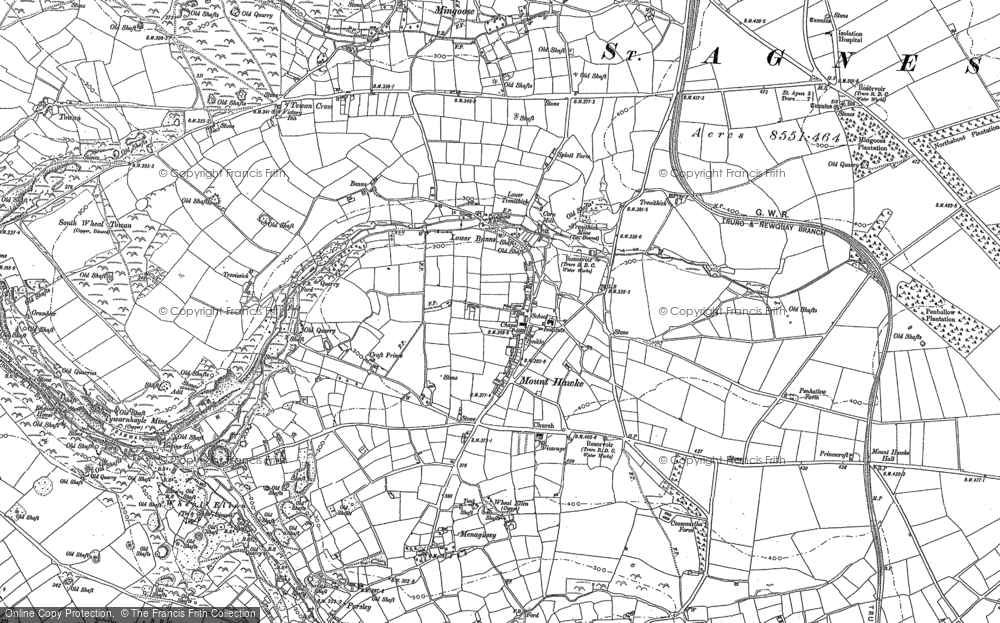 Old Map of Historic Map covering Towan Cross in 1906