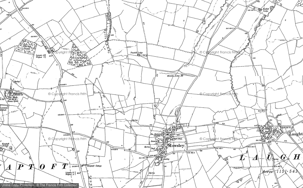 Old Map of Mowsley, 1885 - 1902 in 1885