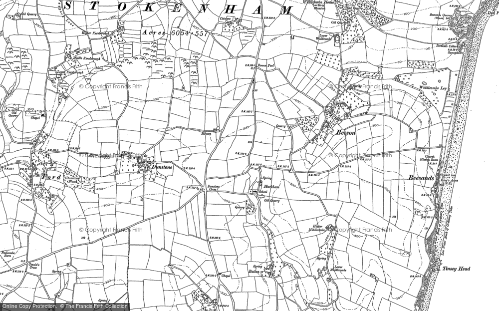 Old Map of Historic Map covering Dunstone in 1905