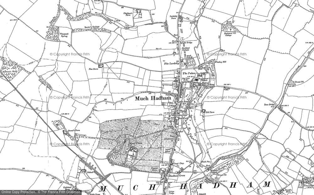Old Map of Historic Map covering Wellpond Green in 1896