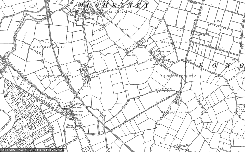 Old Map of Muchelney Ham, 1885 in 1885