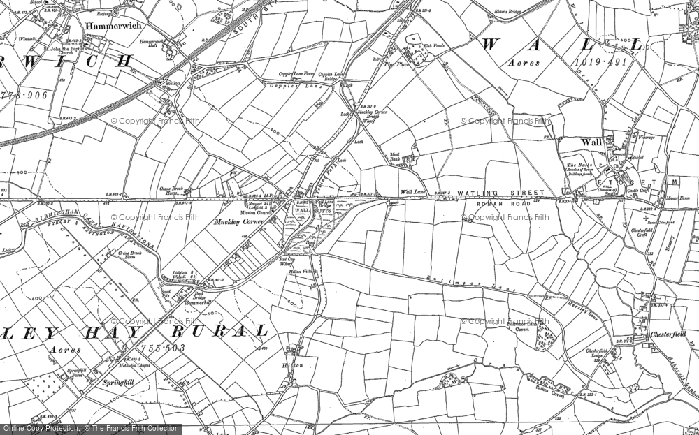 Old Map of Muckley Corner, 1883 in 1883