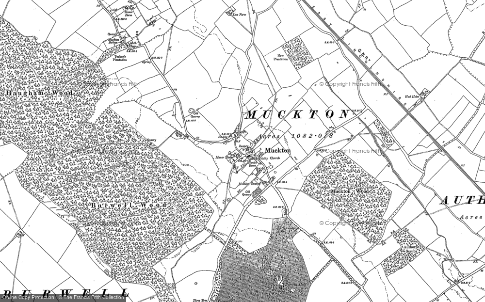 Old Map of Historic Map covering Muckton Bottom in 1888