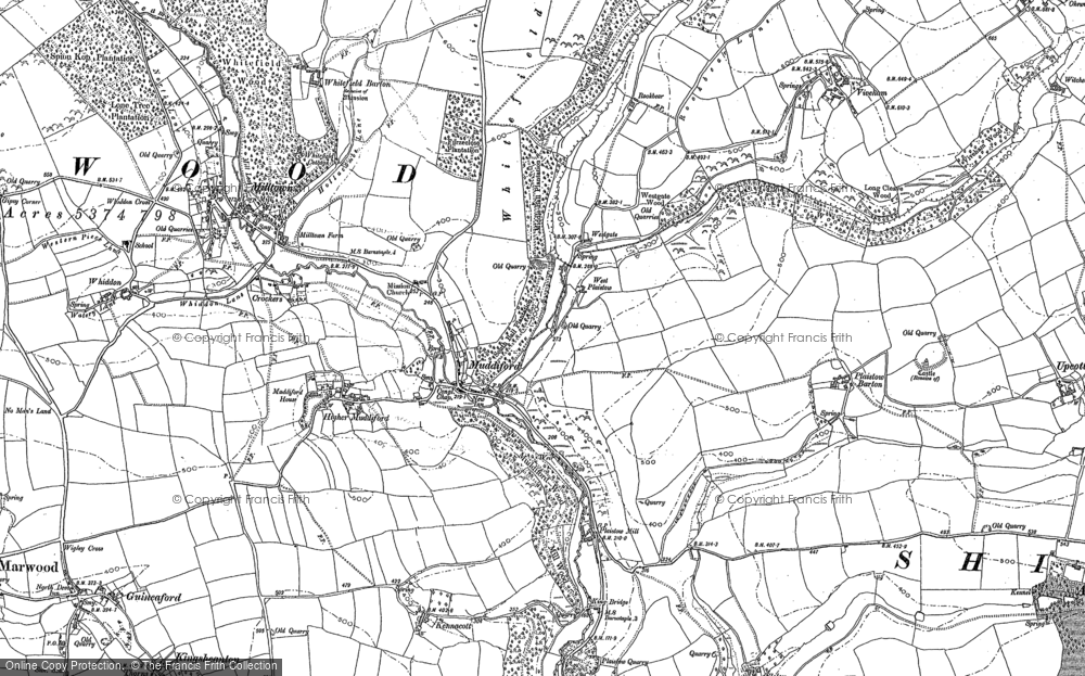 Old Map of Historic Map covering Higher Muddiford in 1886