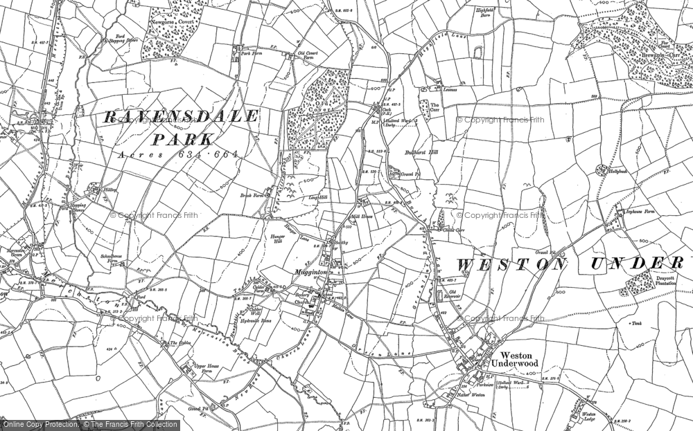 Old Map of Historic Map covering Muggintonlane End in 1880