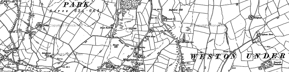 Old map of Mugginton in 1880