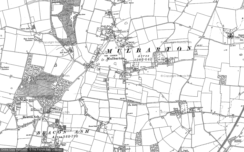 Old Map of Mulbarton, 1881 - 1882 in 1881