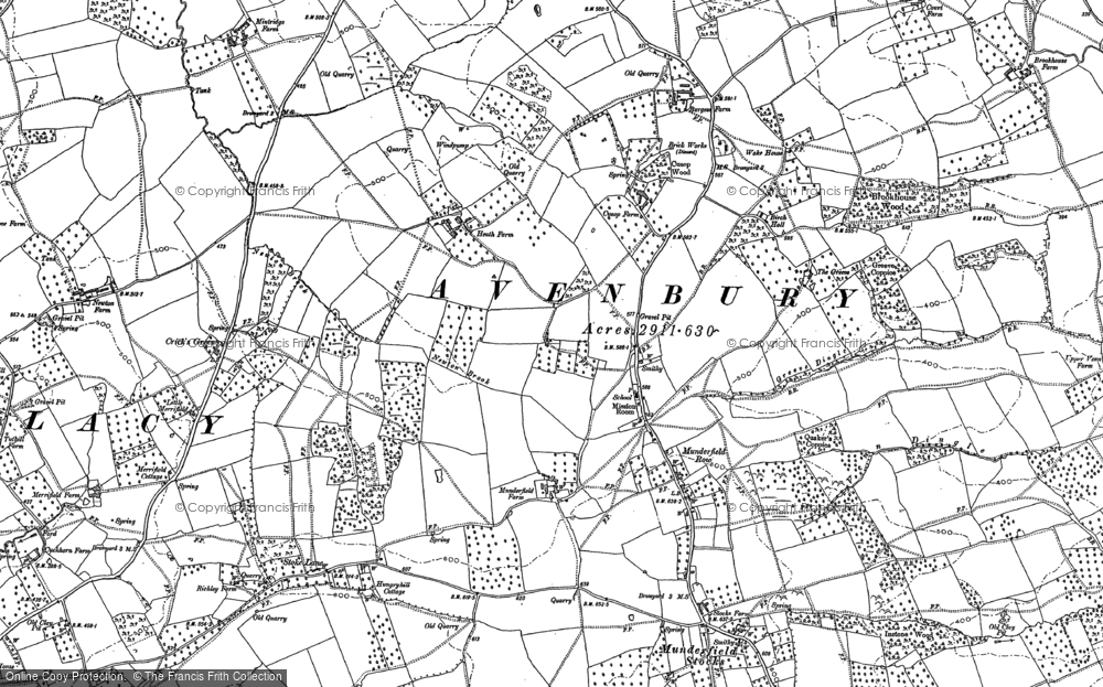 Old Map of Historic Map covering Batchfields in 1885