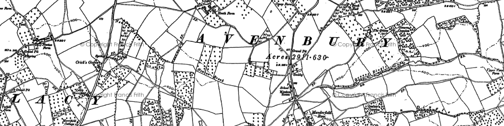 Old map of Munderfield Stocks in 1885