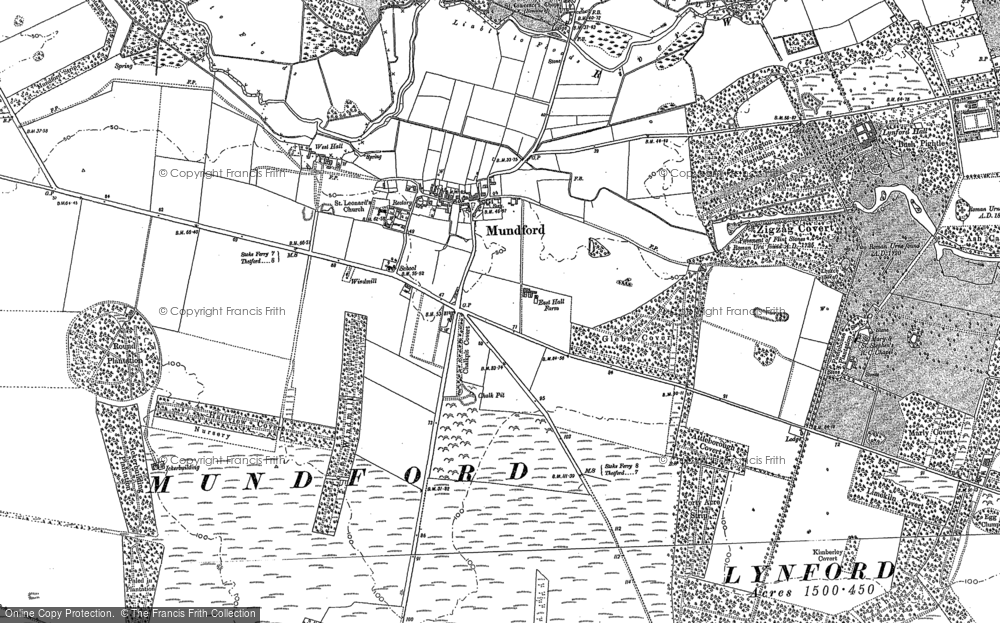 Old Map of Mundford, 1883 - 1903 in 1883