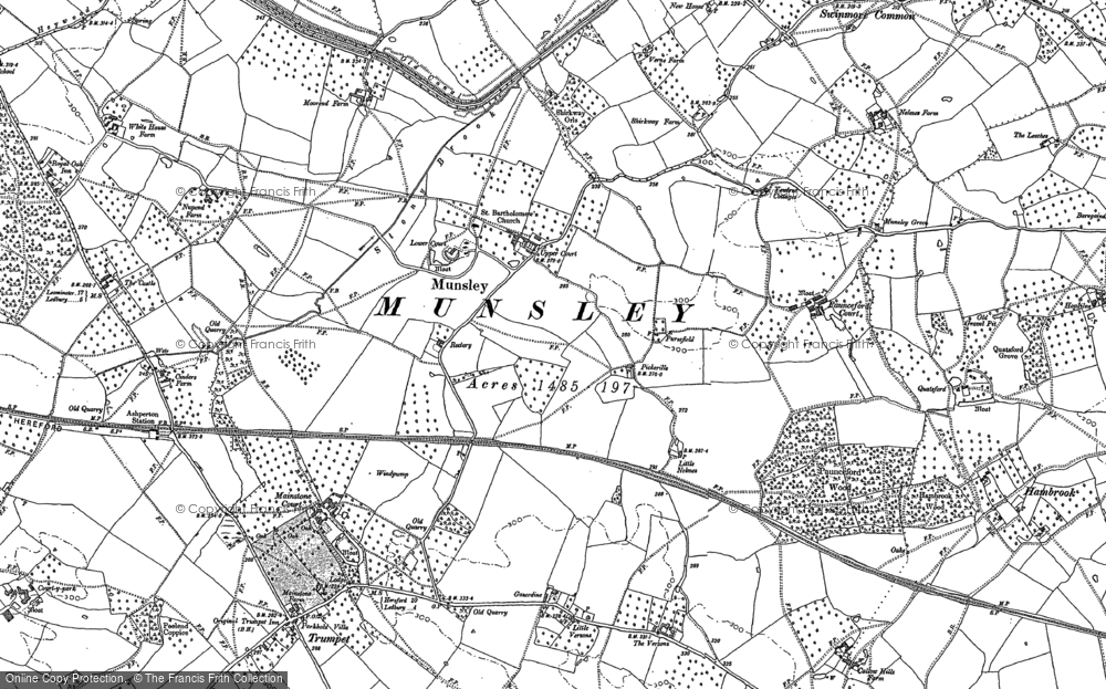 Old Map of Historic Map covering Swinmore Common in 1886