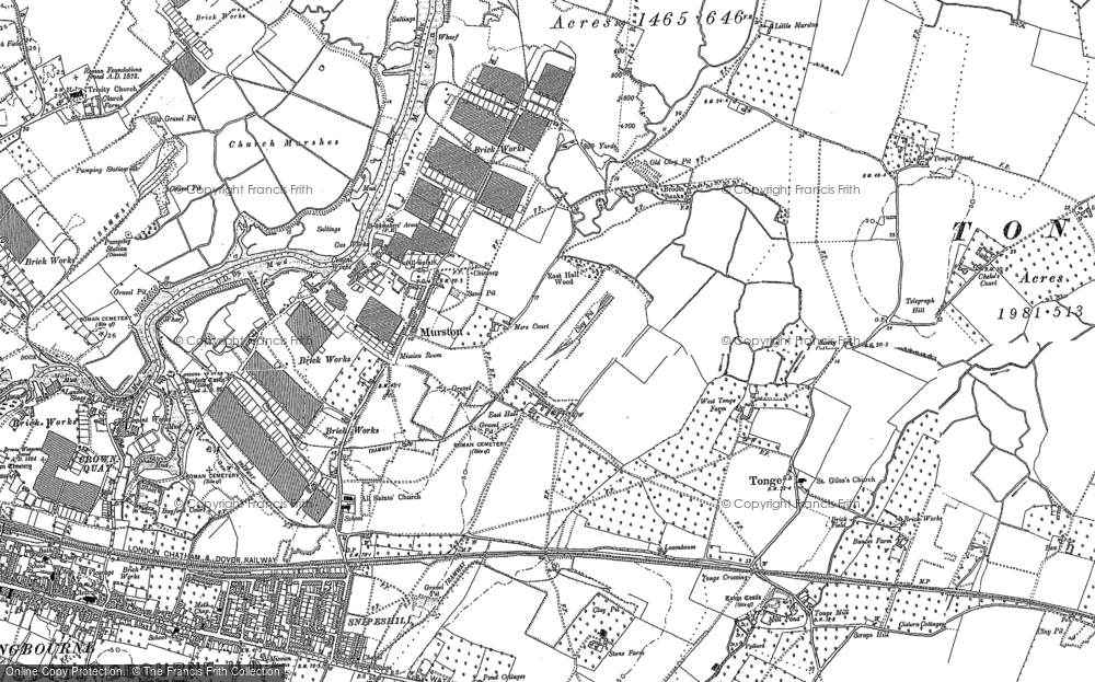 Old Map of Historic Map covering Tonge Corner in 1896