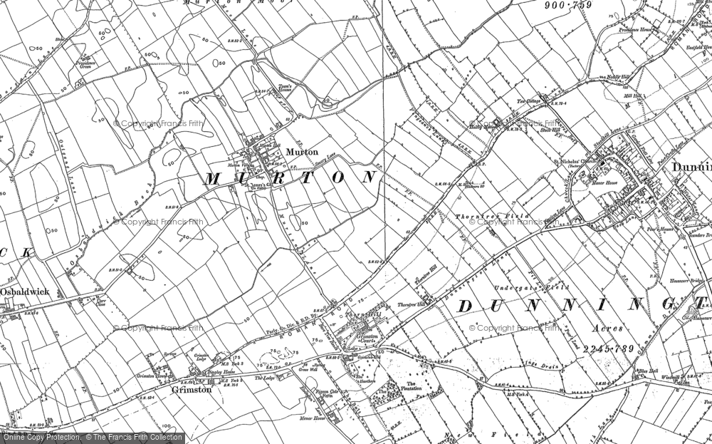 Old Map of Historic Map covering Yorkshire Museum of Farming in 1890