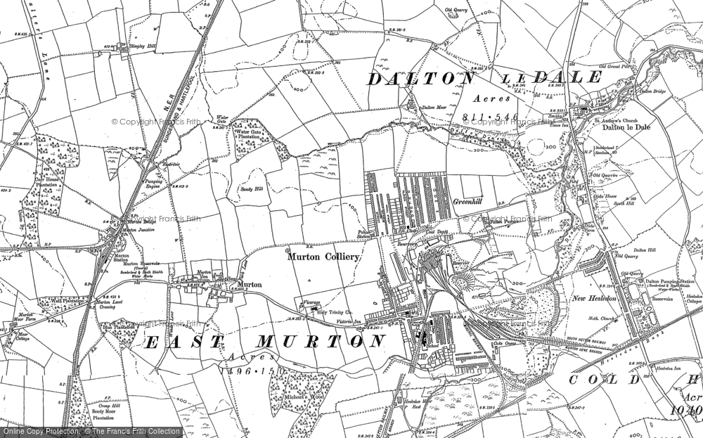 Old Map of Historic Map covering Greenhill in 1914