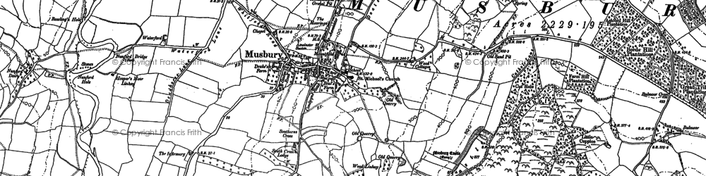 Old map of Musbury in 1887