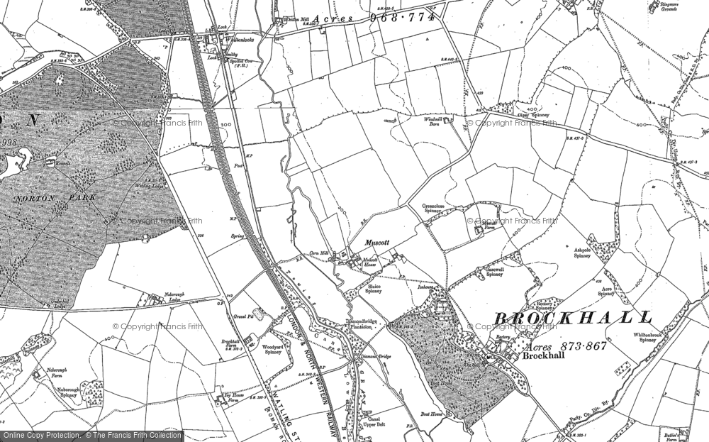 Old Map of Muscott, 1883 - 1884 in 1883