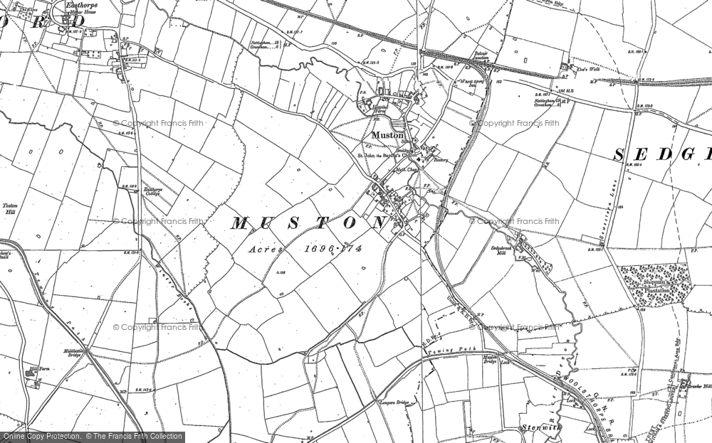 Old Map of Muston, 1886 - 1902 in 1886