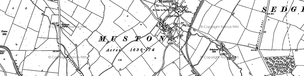 Old map of Muston in 1886