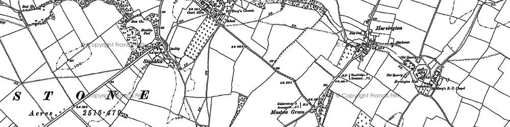 Old map of Harvington in 1883