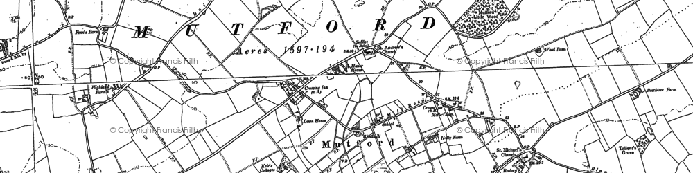 Old map of Mutford in 1883
