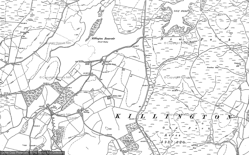 Old Map of Historic Map covering Bendrigg Lodge in 1896