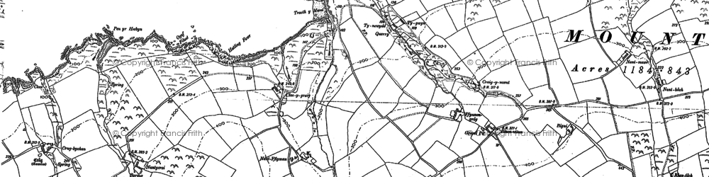 Old map of Mwnt in 1889