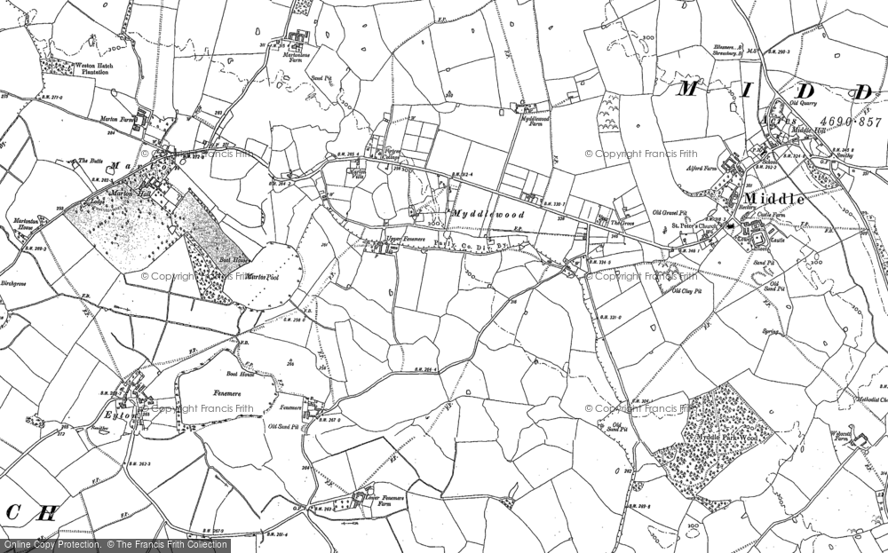 Old Map of Myddlewood, 1880 - 1881 in 1880