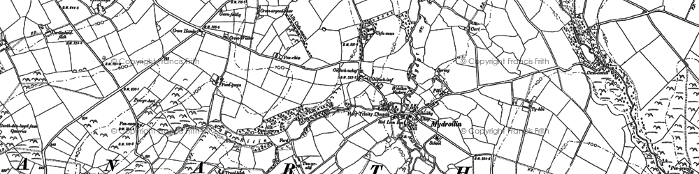 Old map of Afon Mydr in 1887