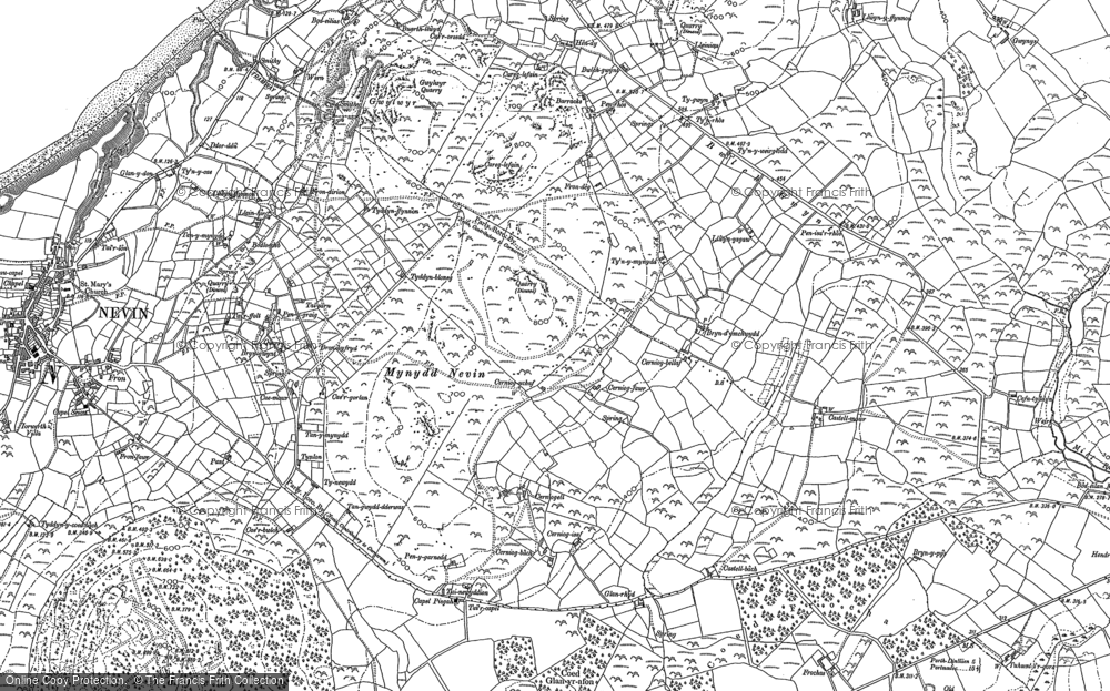 Old Map of Historic Map covering Garn Boduan in 1899