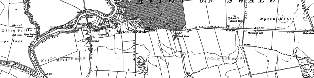 Old map of Myton-on-Swale in 1889