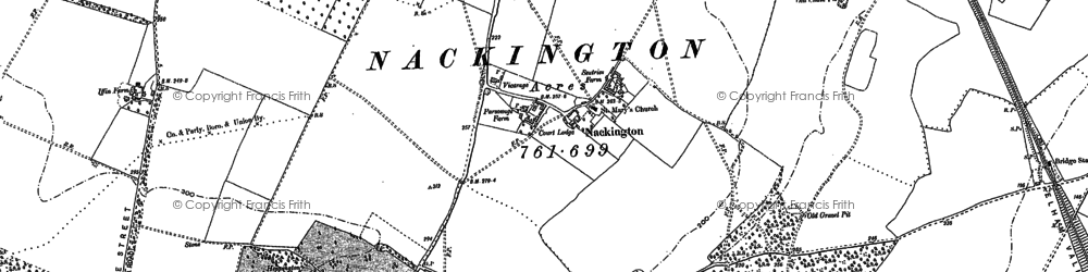 Old map of Nackington in 1896