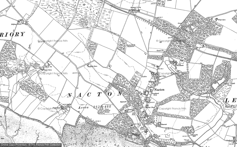 Old Map of Nacton, 1881 in 1881