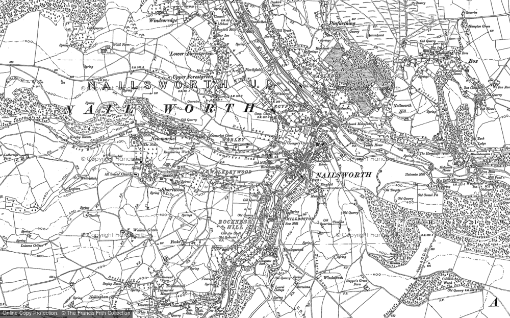 Old Map of Historic Map covering Whiteway in 1882