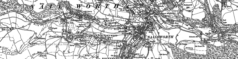 Old map of Whiteway in 1882