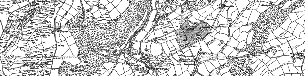 Old map of Bryn-Cothi Lodge in 1885