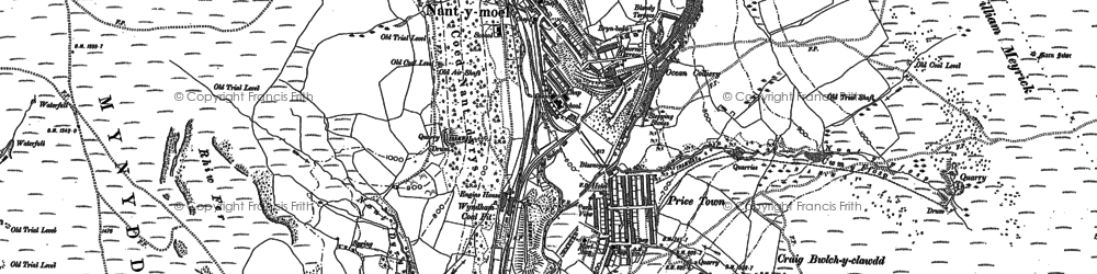 Old map of Braich yr Hydd in 1897