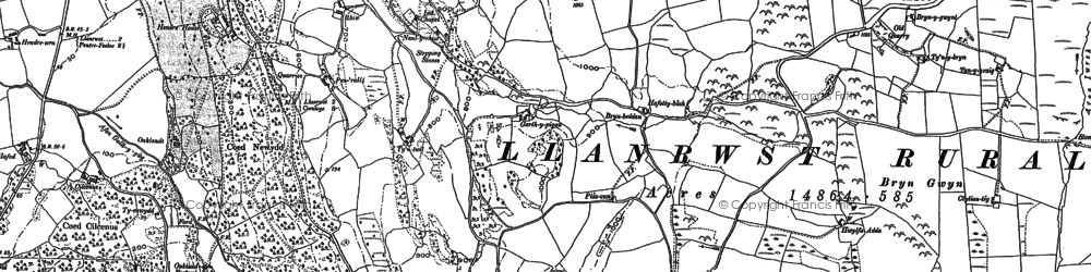 Old map of Bryn Beddau in 1910