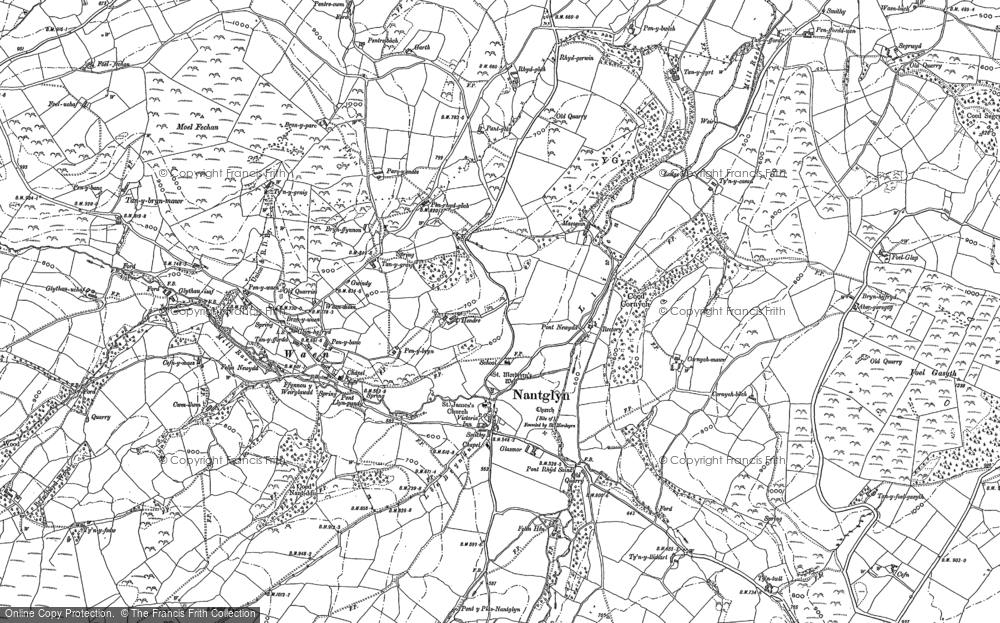 Old Map of Historic Map covering Cader in 1898