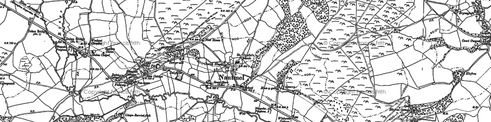 Old map of Llanfihangel-helygen in 1887