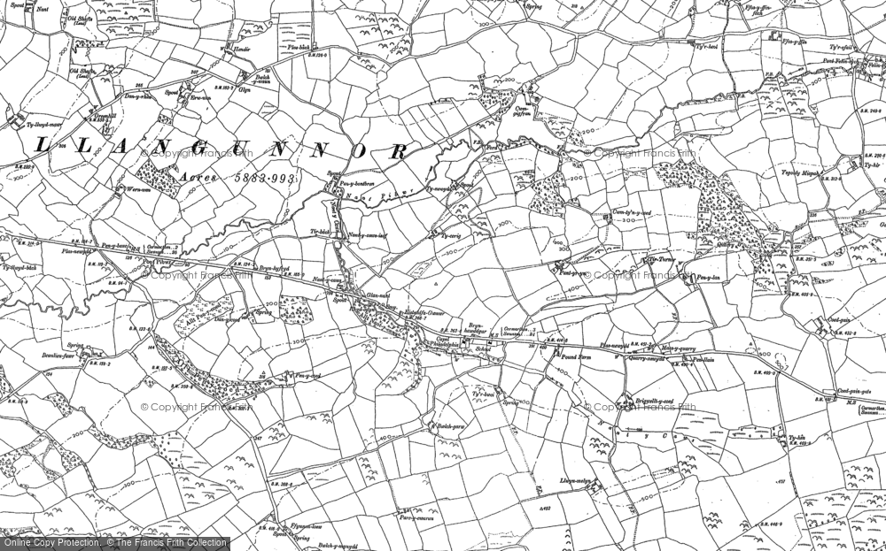 Old Map of Historic Map covering Brynynyd in 1886